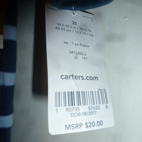 Cute - NWT Carters Toddler 1-Piece Fleece Footie PJs 2T Moose application - Picture 4 of 7